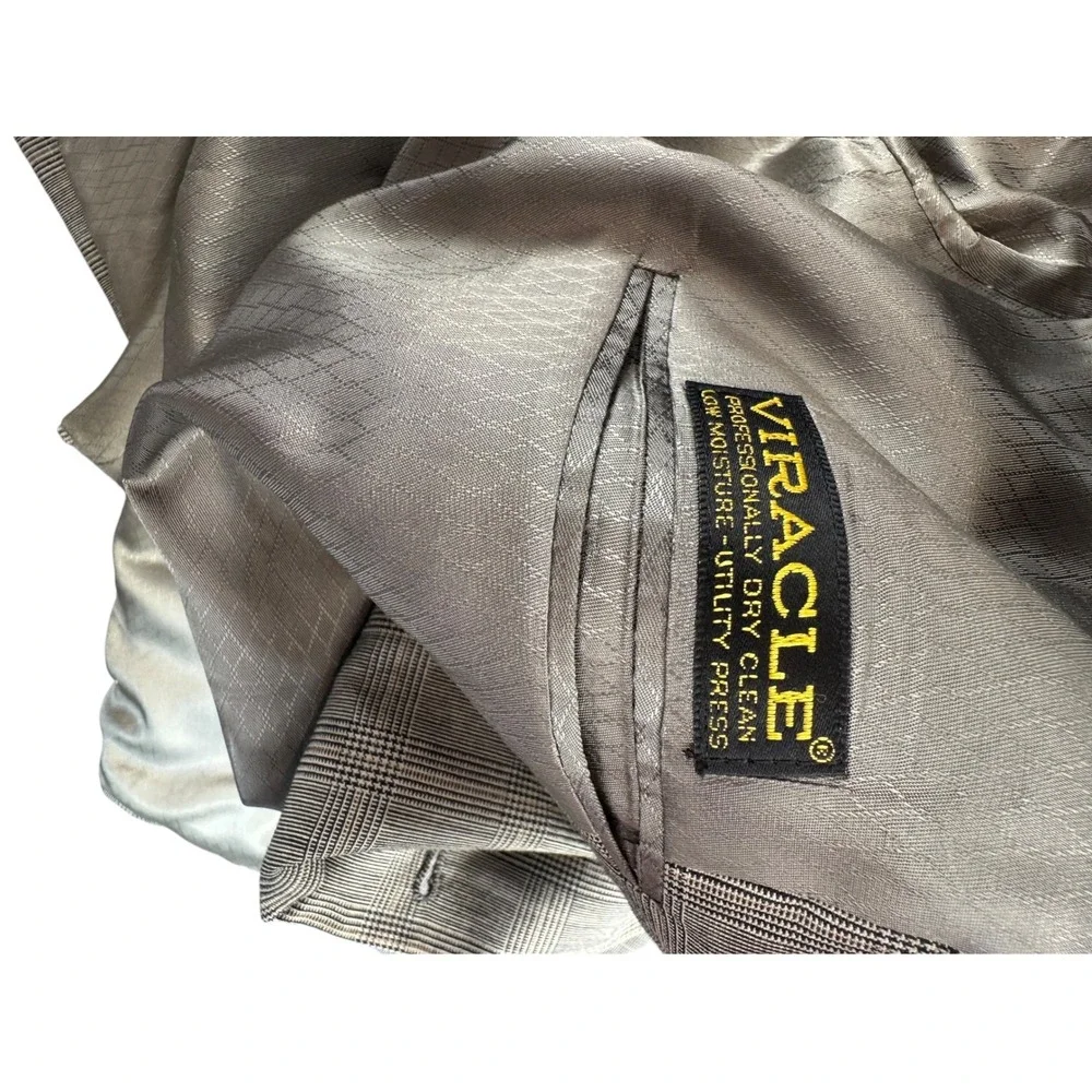 Hart Schaffner Marx Viracle Blazer Grey Glen Plaid Sport Coat 46LMen Suit Jacket